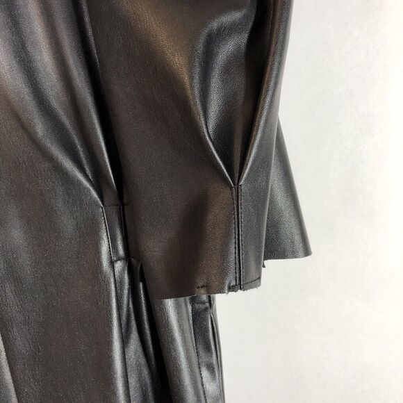En Saison Puff Sleeve Faux Leather Minidress Black Small with Pockets - Picture 12 of 15